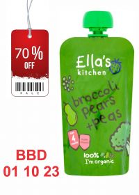 Clearance |01 10 23 |Ella's Kitchen S1 Broccoli Pear and Peas | 120g x7