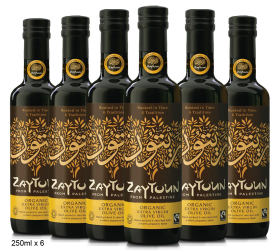 Zaytoun Organic & Fairtrade Extra Virgin Olive Oil 250ml x6